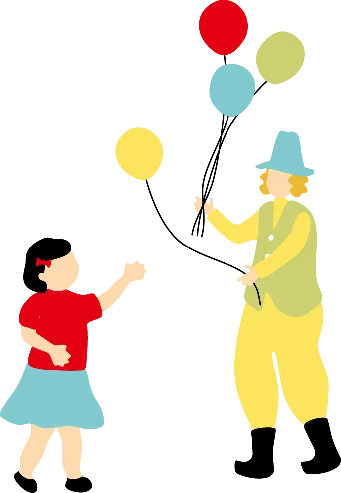 風船配布しているイラスト
