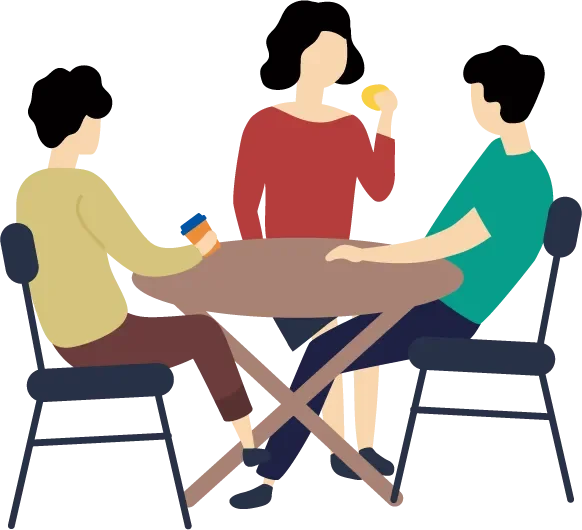 カフェテーブル3人イラスト