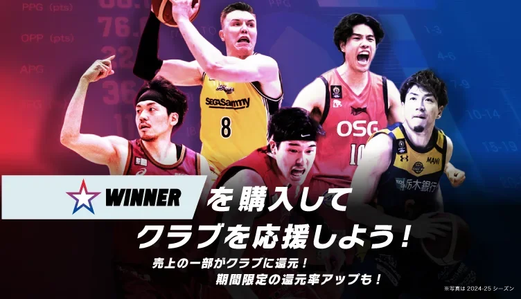 WINNERを購入してグラブを応援しよう！売上金の一部がクラブに還元！期間限定の還元率アップも！